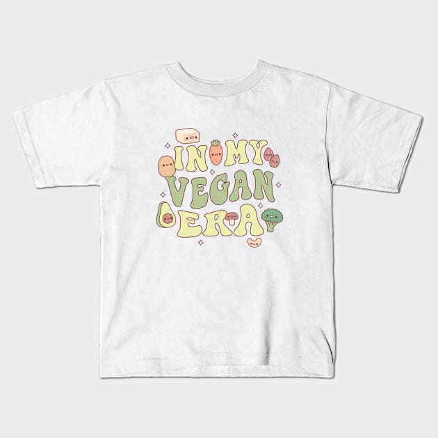 Cute Vegetables Tofu And Nuts In My Vegan Era Kids T-Shirt by rustydoodle